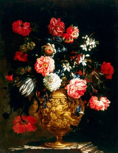 Embossed vase with flowers